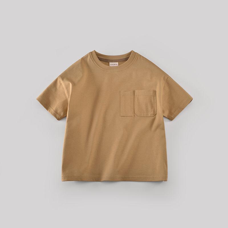 Summer Boys' Short Sleeved T-shirt White Children's T-shirt Half Sleeved Solid Color Top