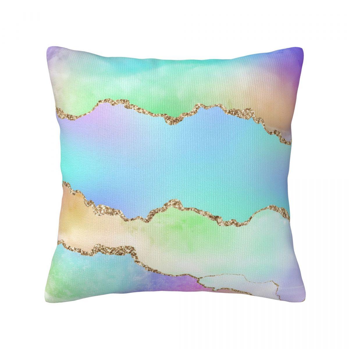 

Marble Printed Pillowcase Green Gold Liquid Cushion Zipper Summer Luxury Cover 16x16Inch