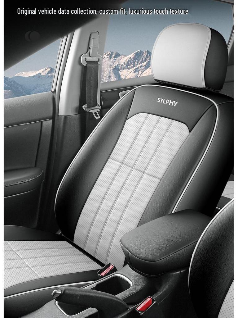 Classic Sylphy Leather Car Seat Cushion - Full Coverage All-Season Universal Cover