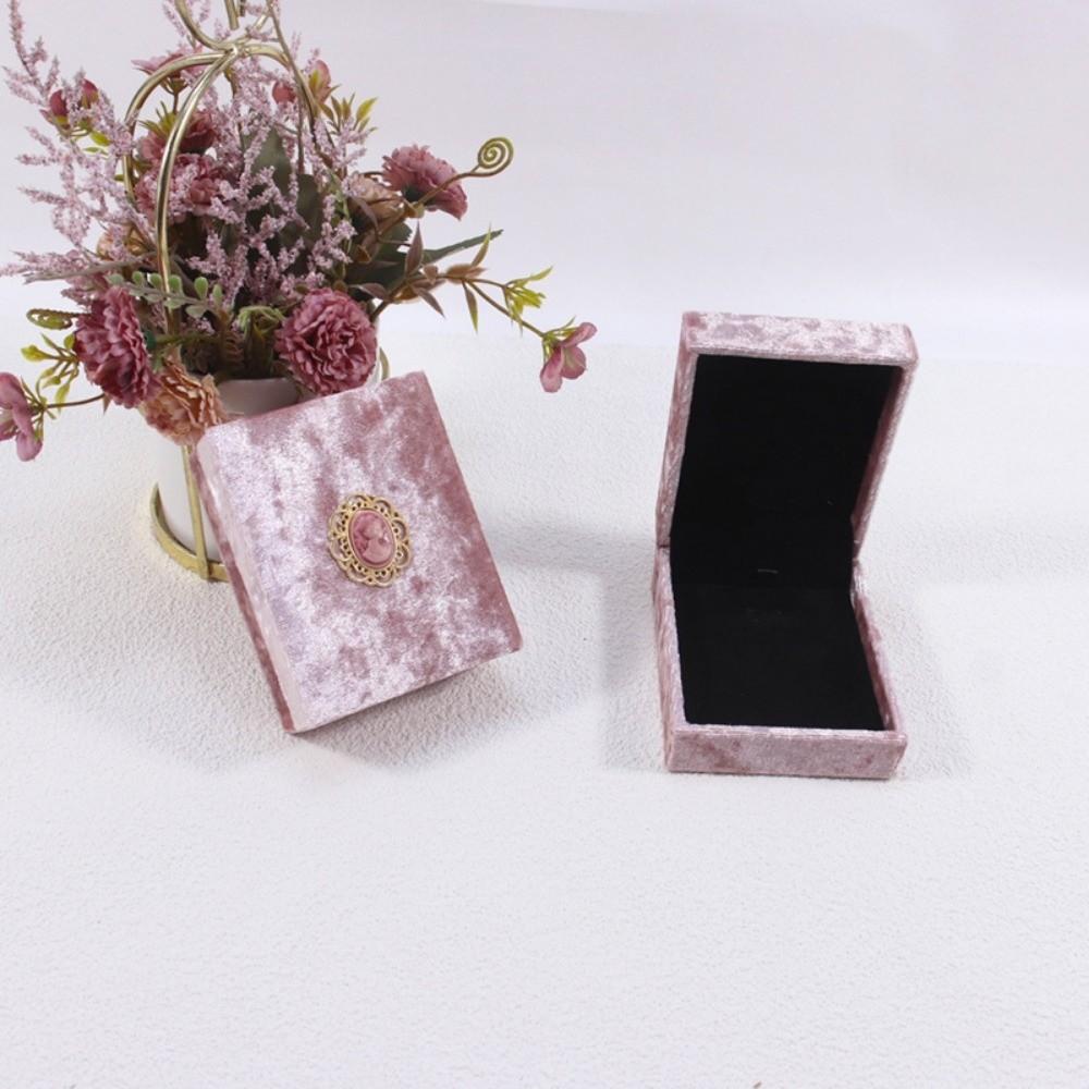 

Pink Wedding Ring Display Case Velvet Gift Packaging Box Retro Jewelry Box Gifts Style C