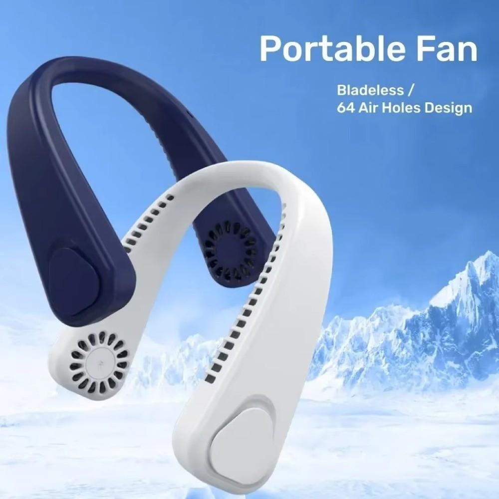 3 Speed Settings USB Rechargeable Fan Portable Wearable Fan Bladeless Neck Fan  Outdoor Sports