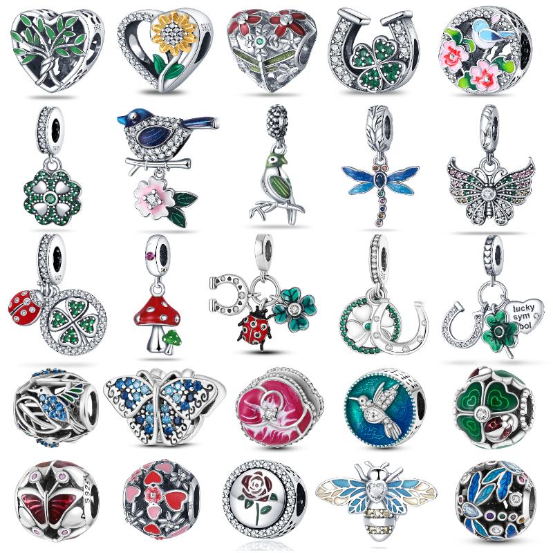 

Charms Plata De Ley 925 Original Butterfly Lucky Four Leaf Clover Pendant Charms Fit For Fashion S Bracelet Diy Jewelry Make
