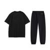 Li-Ning Loose Versatile Letter T-Shirt Simple Solid Color Comfortable Long Pants Casual Sports Suit Men Suit Black AHSUA05-2+AYKT415-1