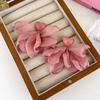 Pink Yarn Cloth Flower Resin Dangle Earrings for Women Big Statement Hanging Earrings Daily Fashion Jewelry