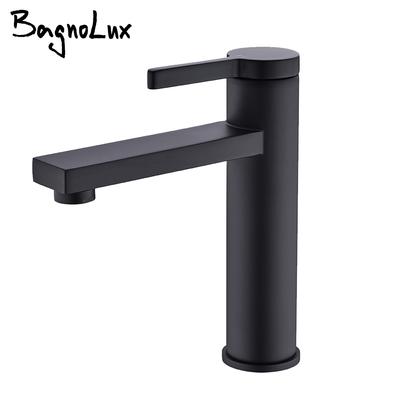 Matt Black Basin Faucet Hot And Cold Water Mixer Sink Tap Bathroom Single Handle Deck Mounted Faucet Made Of Brass Crane