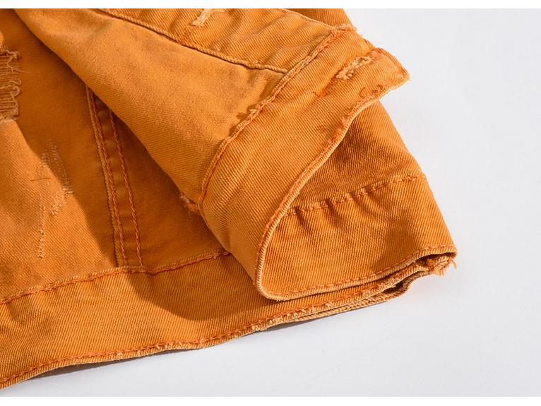 Korean Style Sleeveless Orange Denim Motorcycle Vest for Men