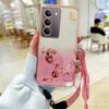 KADEM For Realme 14x 5G Case Flower Pattern TPU Gradient Phone Cover with Lanyards
