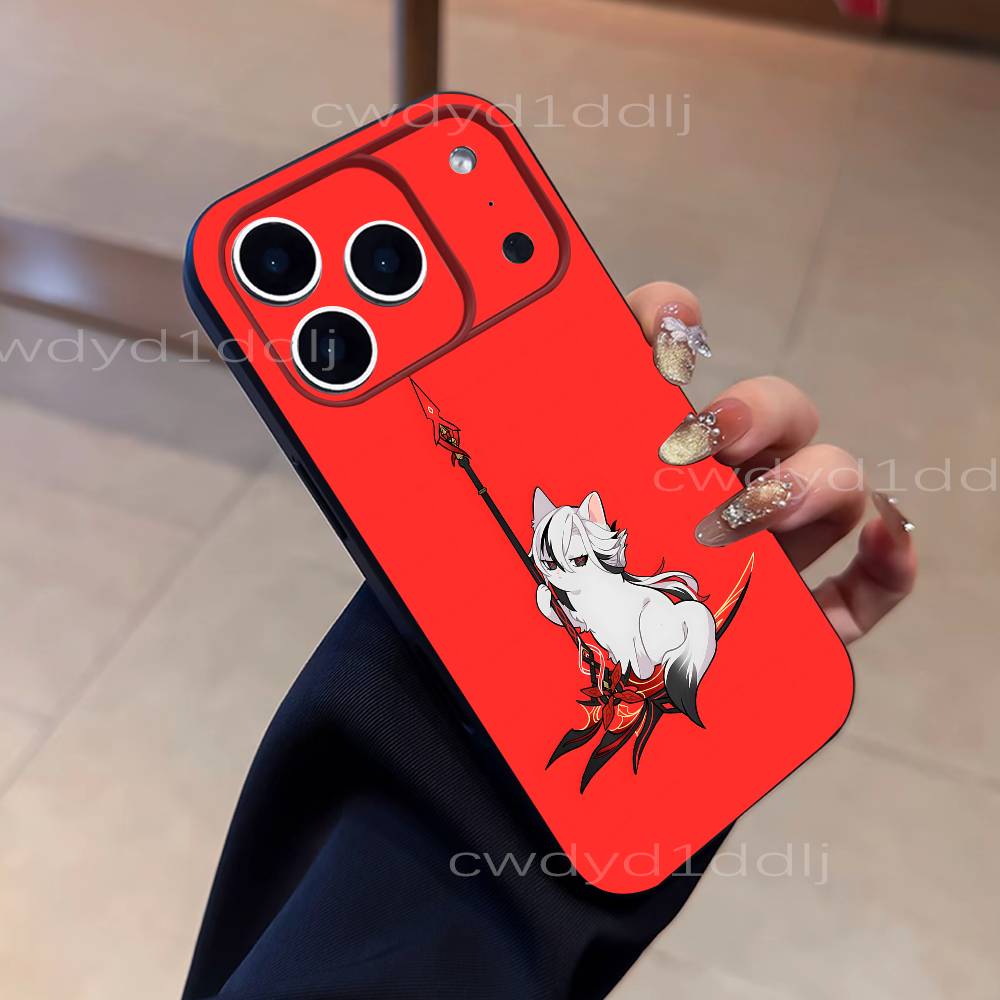 Arlecchino G-Genshin Impact For iPhone 17,16,15,11,12,14,13 Pro Max Mini XS,XR,7 Plus 16E Air Soft Black Dustproof Phone Case