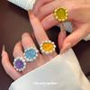 Medieval Vintage Drip Enamel Flower Open Ring Niche High Sense Adjustable Women Fashion Finger Jewelry