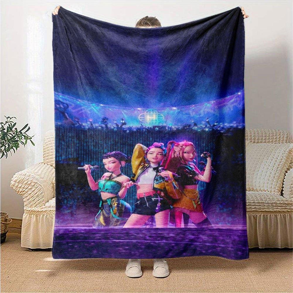 1pc Hunter X Kopo group Themed Flannel Blanket Suitable for Bed, Home Decor, Graduation Gifts, Easter, Back to School, Christmas, All Season Use
