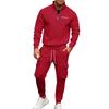 Men's Half-Zip Stand Collar Sweatshirt Set with Cargo Multi-Pocket Jogger Pants