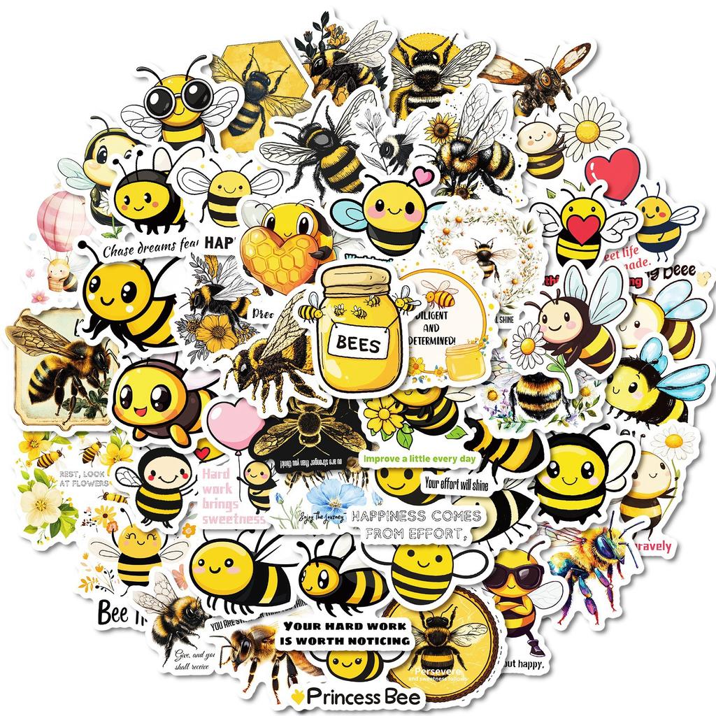 New 50 Cartoon Animal Bee Graffiti Stickers Combined with PVC Waterproof Notebook Guitar Decoration