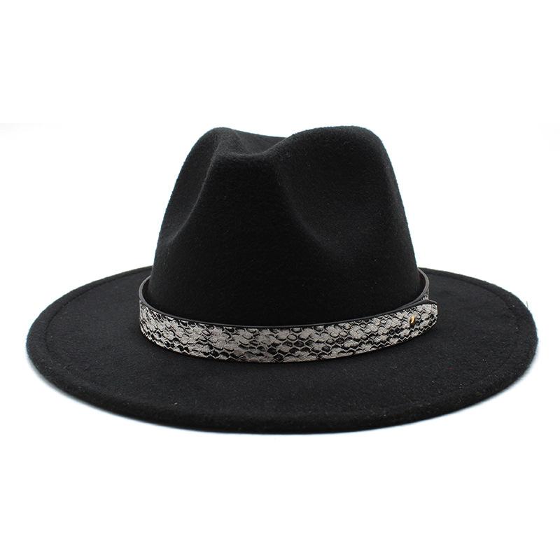 Seasonal White Big Eaves Hat Flat Edge Top Hat Men'S And Women'S Woolen Jazz Hat Lmn173