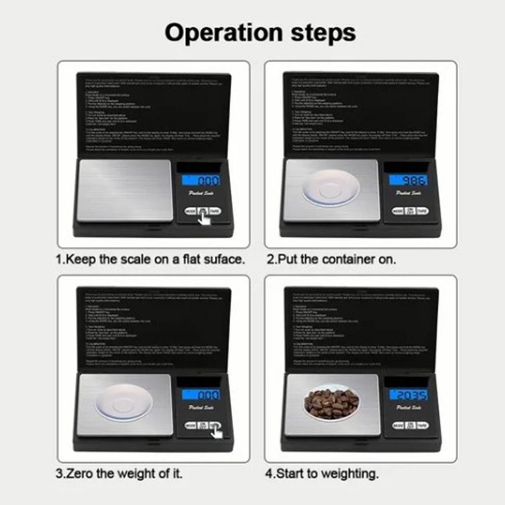 Digital Scale Backlit LCD Accurate Measurement Electronic Food Steelyard for Kitchen Jewelry 1000G