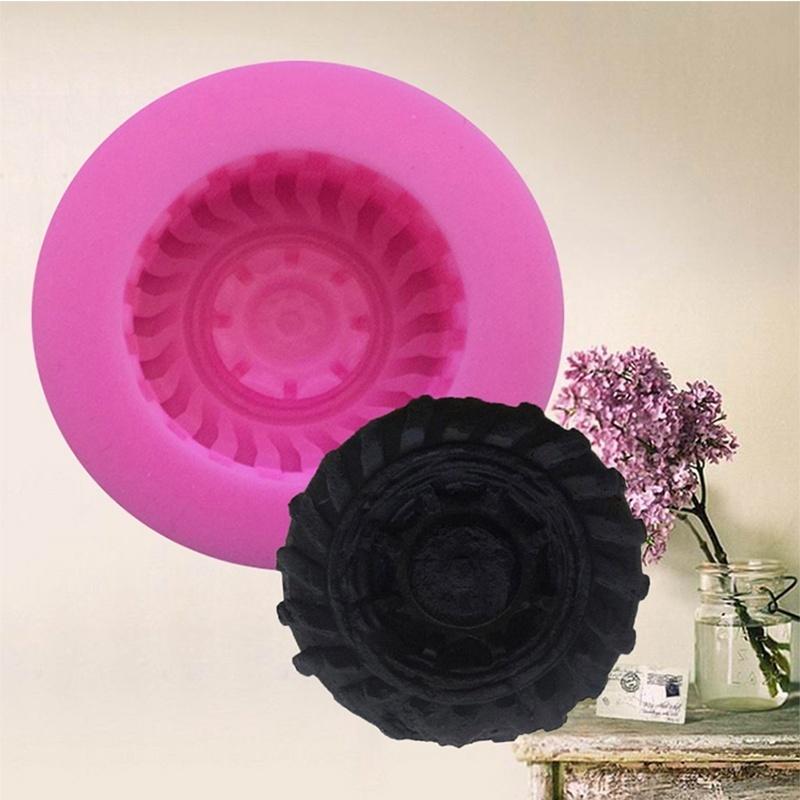Round Tire Shape Silicone Mold Fondant Cake Decorating Tools 3D Car Wheels Chocolate Molds LS