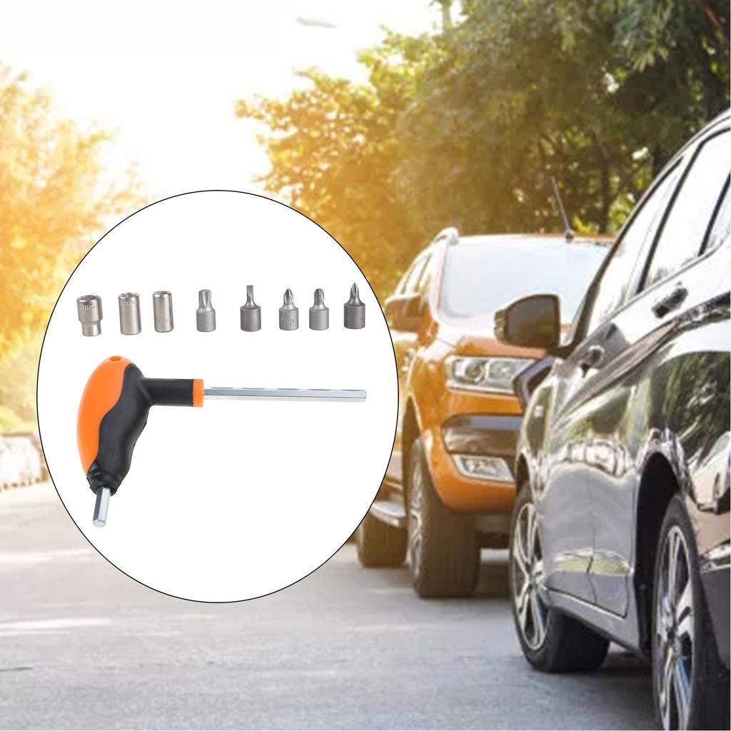 T-wrench Tools with 6/8/10/45mm TX-Star Bit Socket 60029070300 Multifunction Metal T-shaped Wrench Hand Tools