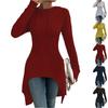 Asymmetrisches Langarm-Shirt-Oberteil mit Kragen für Damen