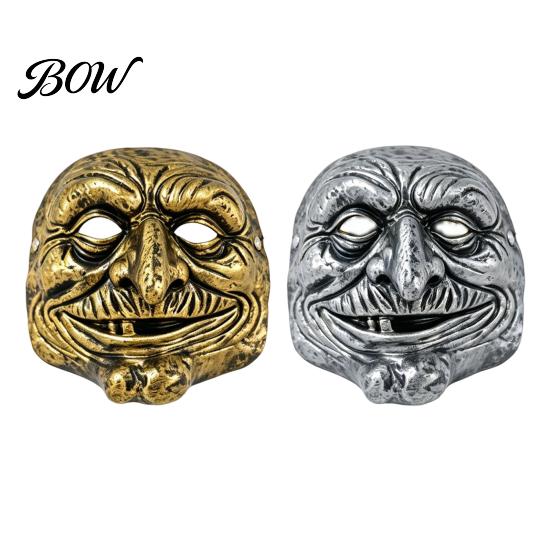 Masque Facial Ridé Effrayant Halloween Masque de Clown Vintage, Accessoire Doré Argenté Fête pour Fête, Costume Mascarade Effrayant Maison Hantée Cosplay Confortable