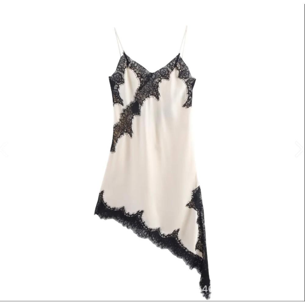 European and American style women s clothing, fashionable temperament, sexy lace asymmetrical dress S
