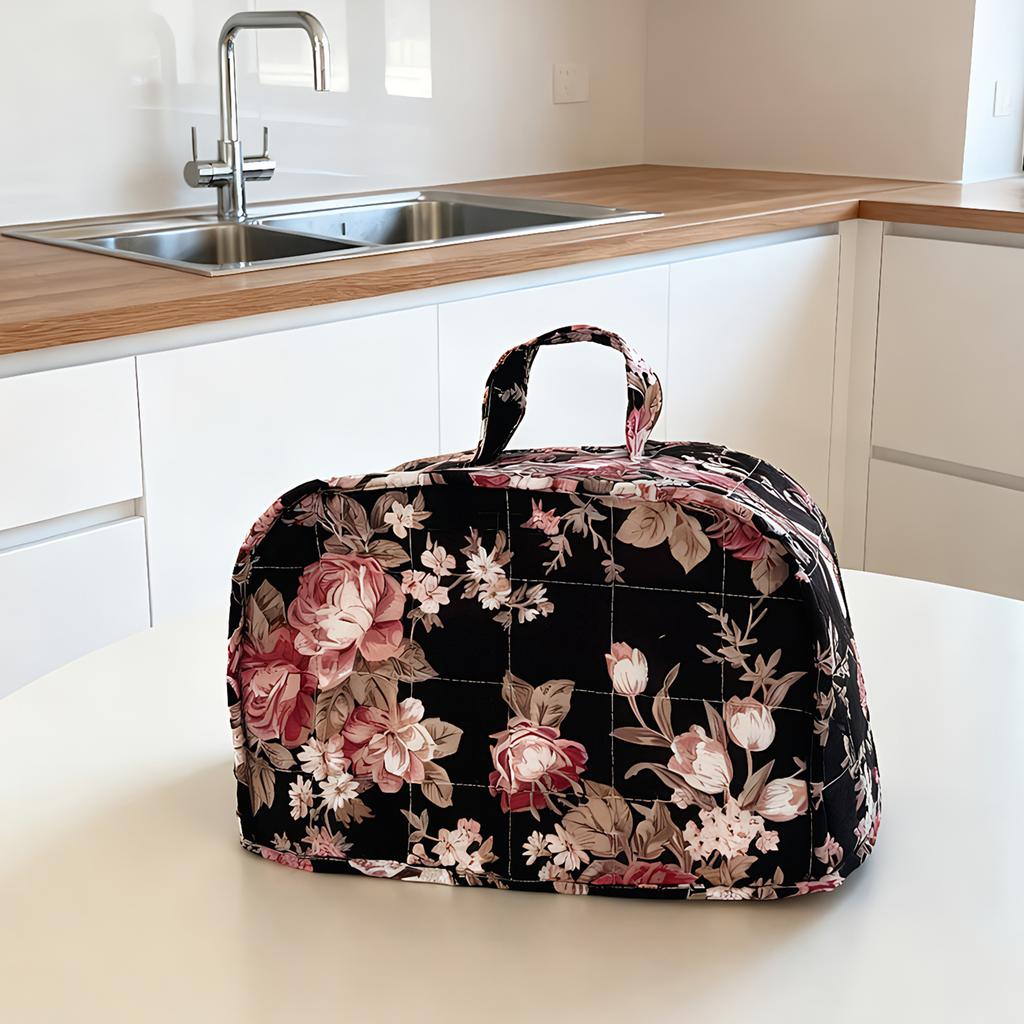 Floral Printed Toaster Cover with Handle Quilted Bread Machine Cover Multifunctional Appliance Protective Bag for Home Kitchen