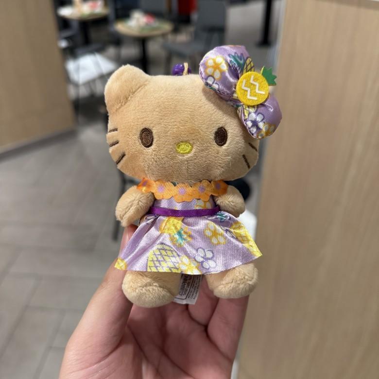 Hello Kitty Black Skin Pineapple Plush Keychain With Cute Dress For Collectors