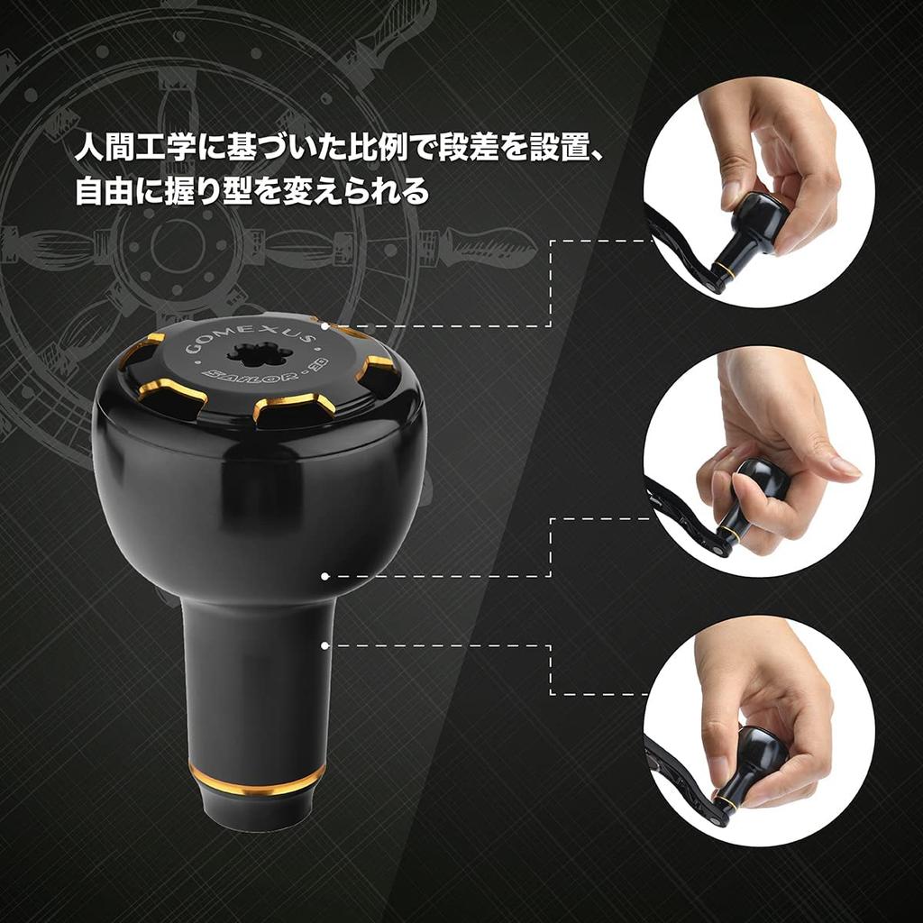 Gomexus A30 Reel Handle Replacement Aluminum Alloy 30mm Knob for Daiwa Type S and Shimano Type A Spinning and Baitcasting Bluefish and Sea Fishing