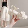 Muffin Platform Sandals Women's Summer Wear 2025 New Pearl Fashion Fairy Style Flat Bottom Gentle Style Roman Shoes