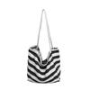 1Pcs Fashion Large Capacity Ladies Tote Handbags Simple Striped Women'S Canvas Casual Shoulder Bags Female Daily Shopping Bags