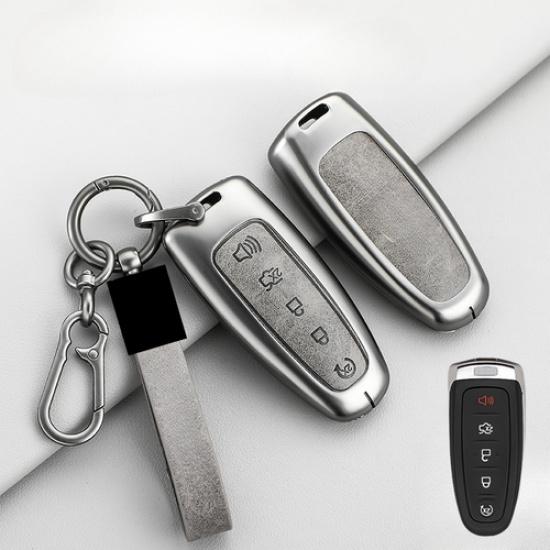 Zinc Alloy Leather Car Remote Key Fob Case Cover For Ford Escape Edge Explorer