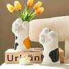 Charming Cat Paw Resin Vase Cute Cartoon Design for Home Office Decor Perfect for Living Room and Desktop Display
