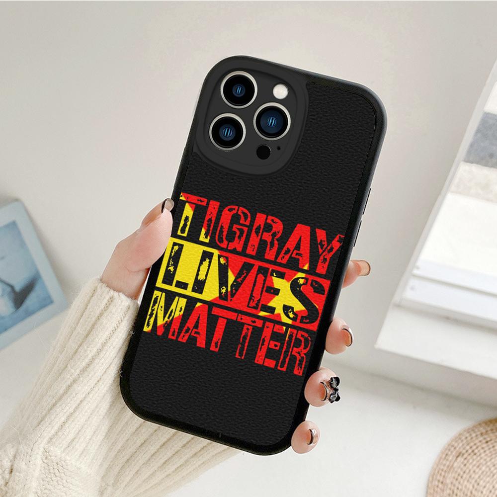 Custodia per telefono con bandiera del Tigray per iPhone 14 per iPhone 14 13 11 12 Pro MAX 13 12 MiNi 7 8 plus iphone 14MAX 13PRO XS XR Coperture in pelle di agnello