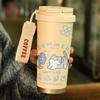 520ml Cute Cartoon Cat Insulated Cup High Appearance Stainless Steel Straw Cup Cold And  Insulation Double Drinking Cup