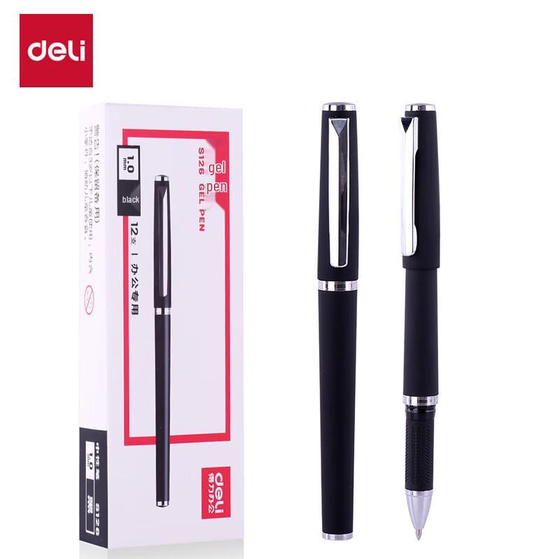 Гелевая ручка Deli S126, 1,0 мм, черная, с пулевидным наконечником (12 шт.)
