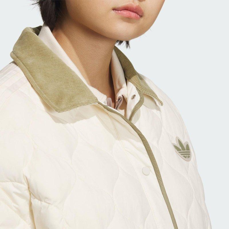 Adidas Originals Quilted Colorblock Logo Sport Down Jacket Women Jackets Magic-White IN0979