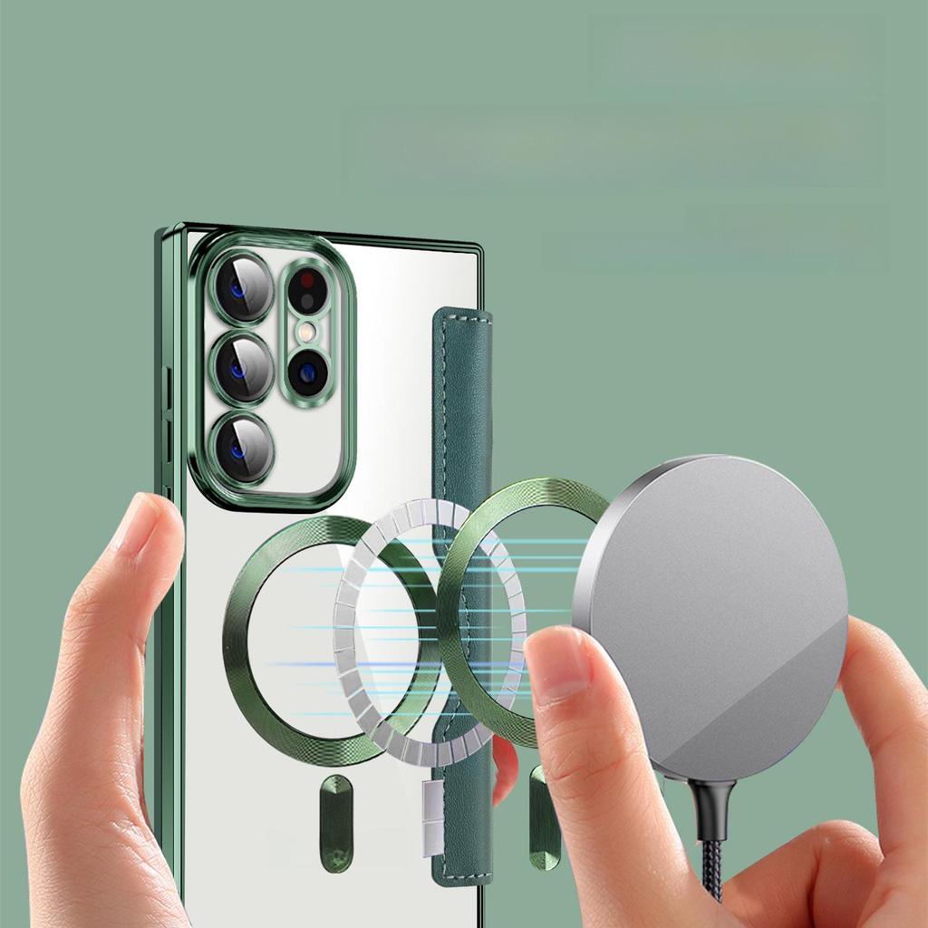 "Samsung S25Ultra Golden Shield Electroplated Leather Flip Case with Magnetic Suction, Anti-Fall for S24FE A06"