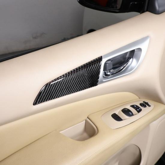 Carbon Fiber Front Inner Door Panel Trim Sticker For Nissan Pathfinder 2013-18