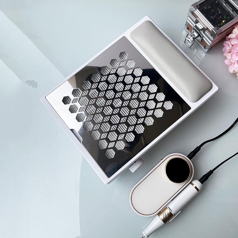 Rechargeable Brushless Nail Dust Collector with Adjustable Speed and High Suction Power, Includes Hand Rest.
