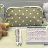 Durable Polka Dot Design Pencil Case Large Opening Large Capacity Stationery Pouch Stationery Organizer Students