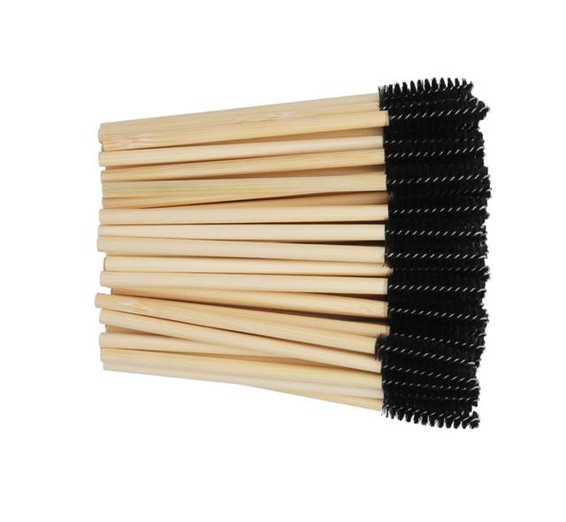 Practical 50pcs Bamboo Handle Disposable Silicone Eyelash Brushes Eyebrow Extension Mascara Wands Applicator Women Makeup Tools