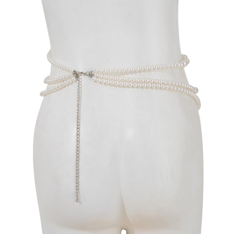 Unique Designs Elegant Pearls Body Jewelry Bra Chain Soft Fabric Decorative Accessory for Bolds Fashionable Statement