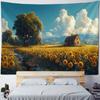Sunflower Oil Painting Tapestry - Living Room Wall Hanging Art Music Party Background Aesthetic Home Decor