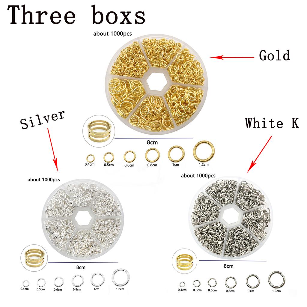 About 1000Pcs 6 Different Sizes Open Jump Rings,4mm 5mm 6mm 8mm 10mm 12mm with 1Pc Jump Ring Open/Close Tool for DIY Crafts Gift