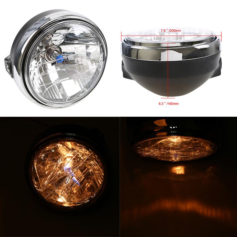 Universal Motorcycle Headlight Head Lamp Bobber Front Light Amber for HONDA Suzuki CB400 CB500 CB1300 Hornet 250 600 900