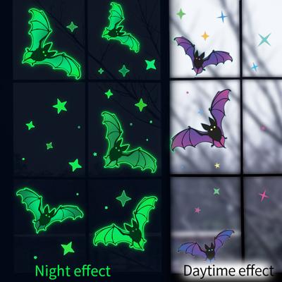 Halloween Cartoon Glow-In-The-Dark Bat Wall Stickers Halloween Fluorescent Stickers Festival Decoration Luminous Wall Stickers