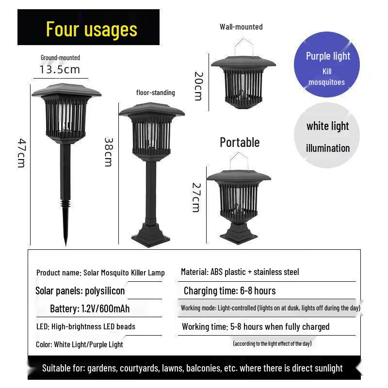 Outdoor Solar LED Mosquito Killer & Repellent: Waterproof Garden Lamp