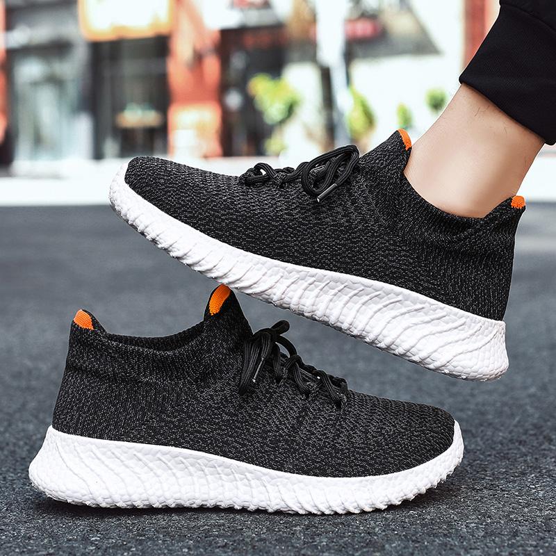 Men's Fashion Breathable Sports Flyknit Mesh Shoes Outdoor Hiking Shoes Tourism Walking Socks Shoes