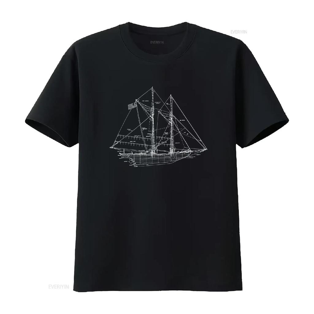 Sailing Vintage Blueprint Sailboat Yachting T Shirt vintage Washed Stretched Unisex Casual designer clothes Comfortable graphic