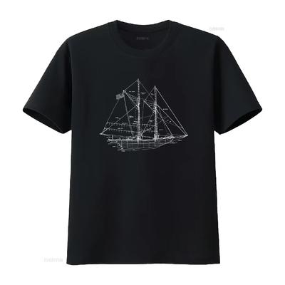 Sailing Vintage Blueprint Sailboat Yachting T Shirt Vintage Washed Stretched Unisex Casual Designer Clothes Comfortable Graphic
