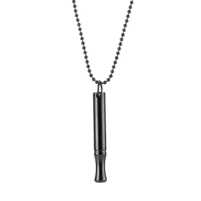 Stainless Steel Meditation Mindfulness Pendant with Whistle Design Meditation Necklace Breathing Exercise Tool for Adult