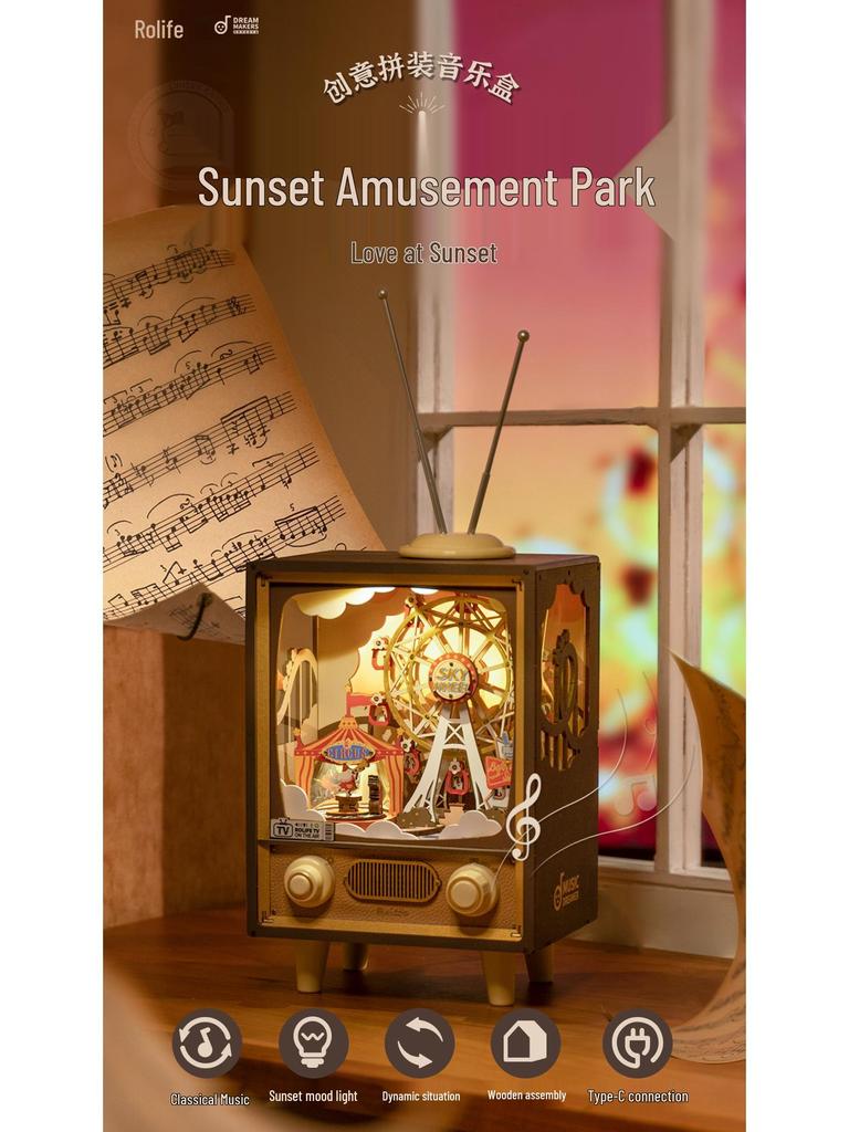 Ruotai Vintage Pozytywka DIY Puzzle 3D - Kreatywna Zabawka dla Dzieci i Prezent Urodzinowy